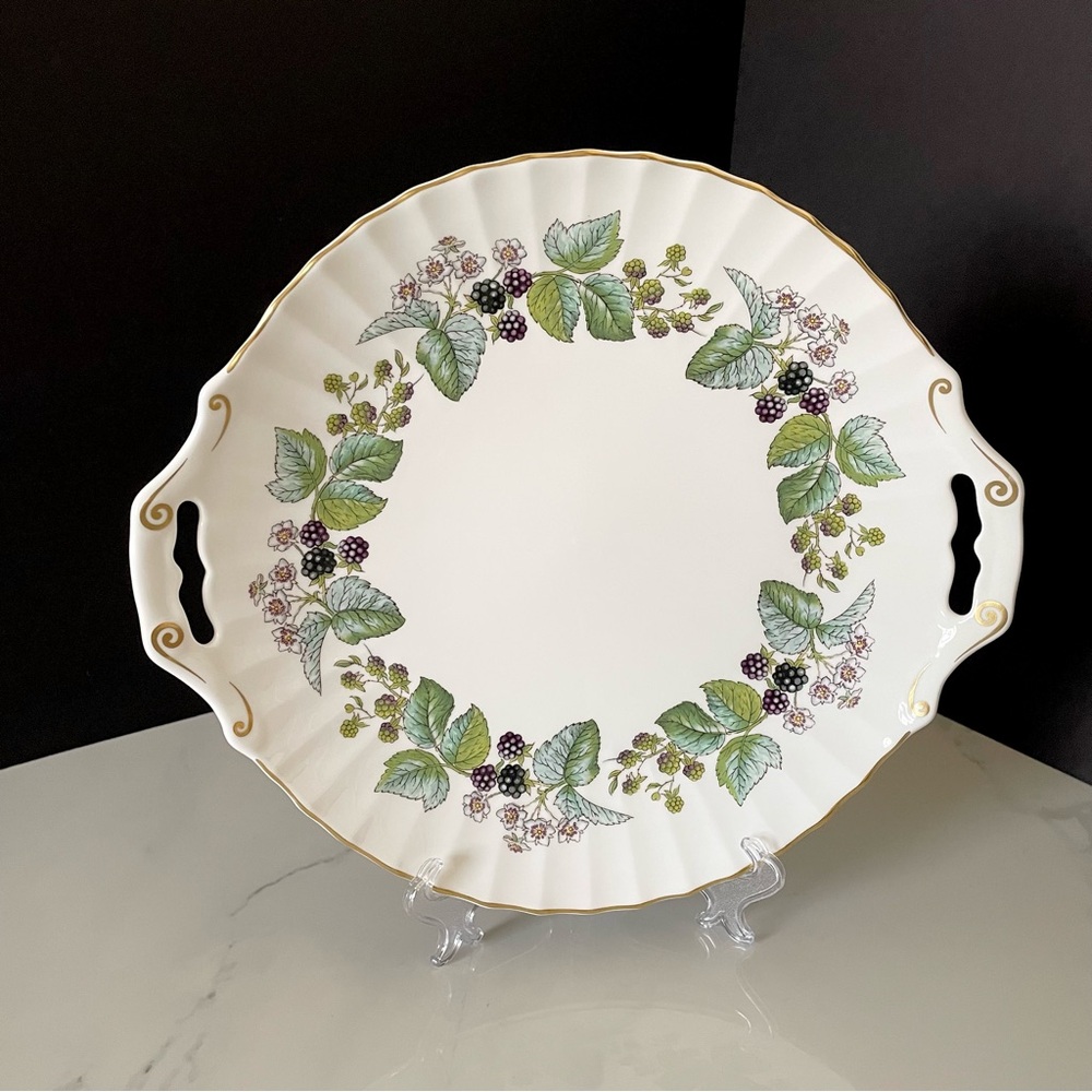 Lavinia Handled Platter or Cake Plate (white body) by Royal Worcester